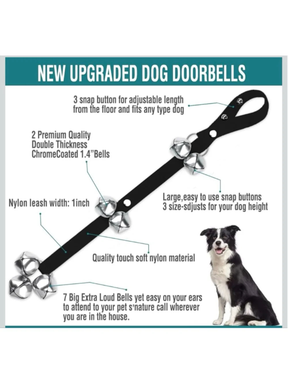 Dog Potty Training Doorbell Bells Training Bells One Size Black Silver Obedience
